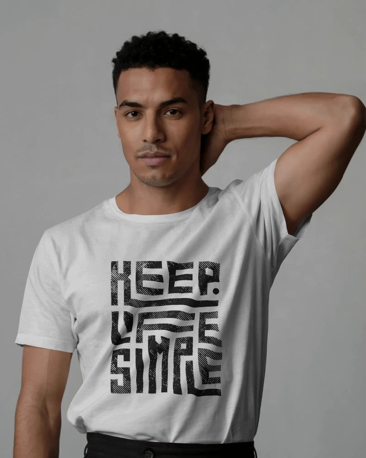 White Regular Fit “Keep Life Simple” Printed T-Shirt