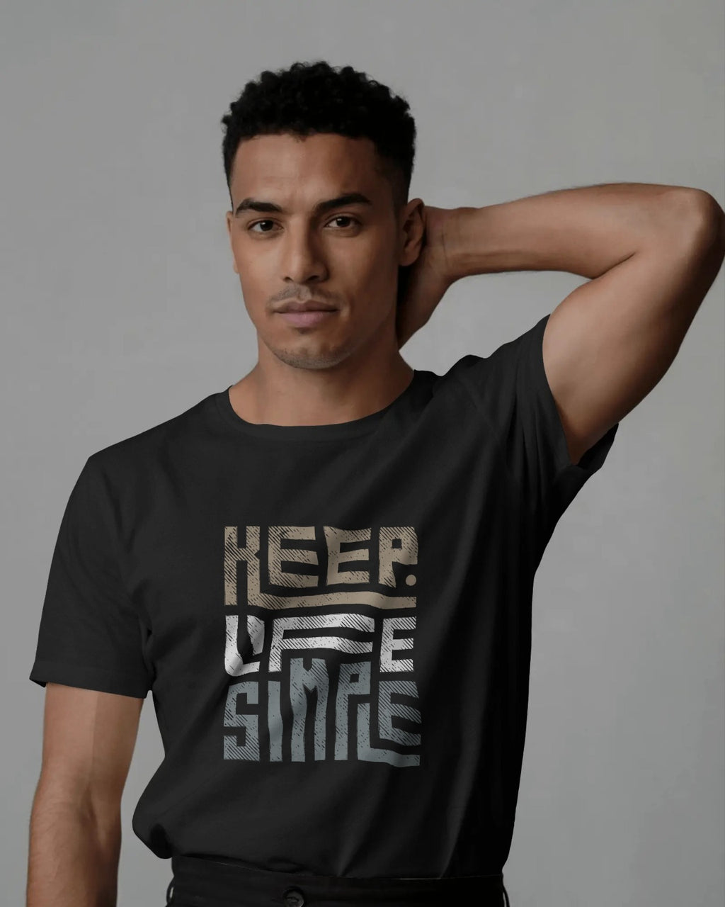 Black Regular Fit “Keep Life Simple” Printed T-Shirt