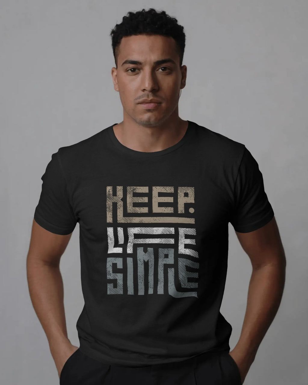 Black Regular Fit “Keep Life Simple” Printed T-Shirt