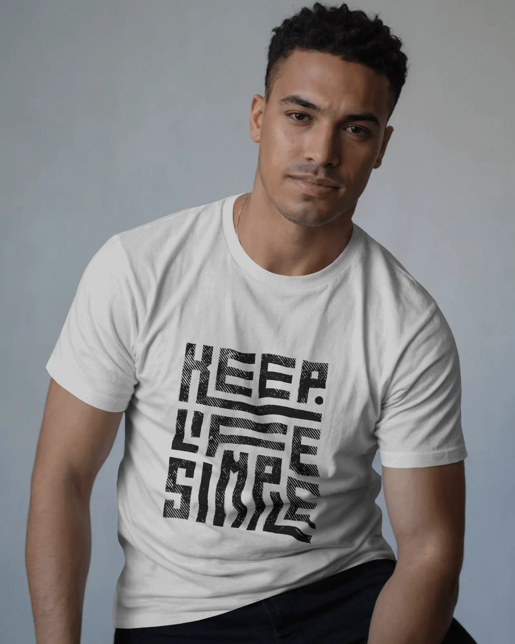 White Regular Fit “Keep Life Simple” Printed T-Shirt