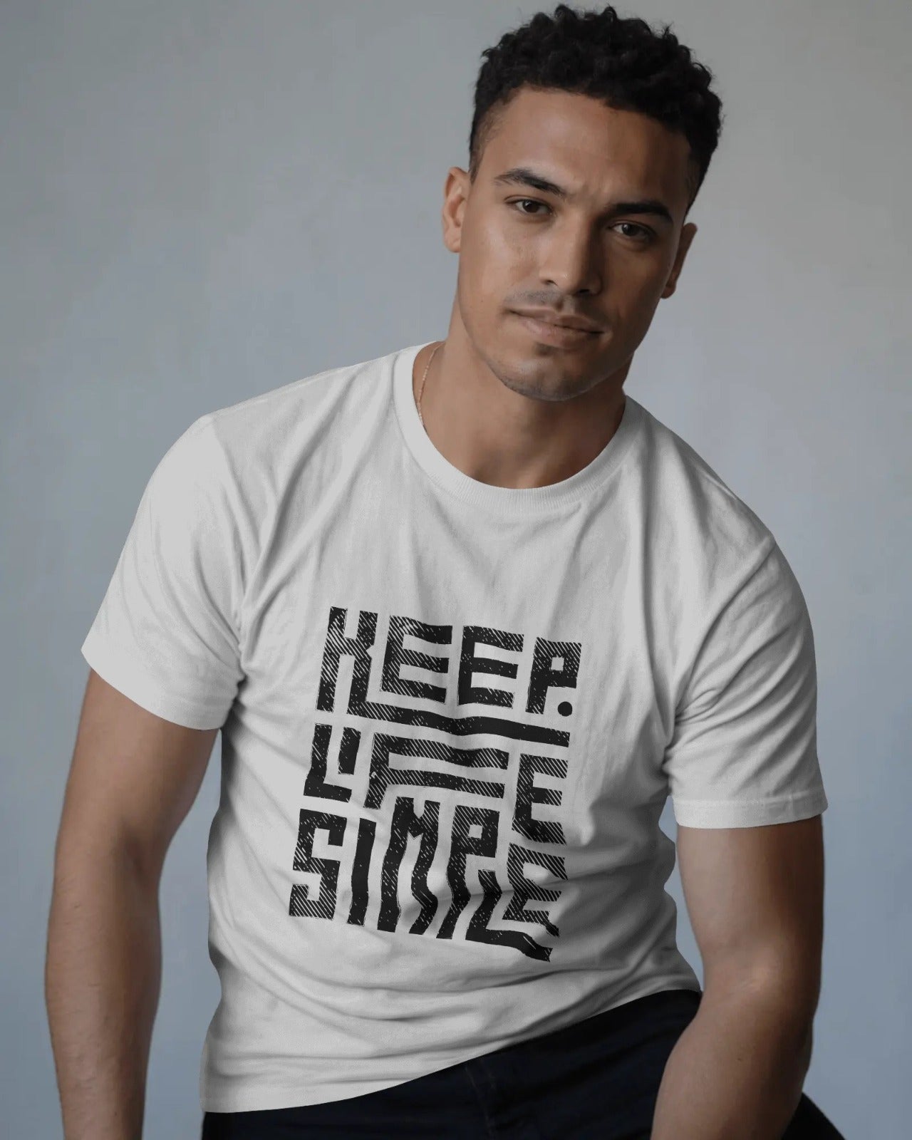 White Regular Fit “Keep Life Simple” Printed T-Shirt