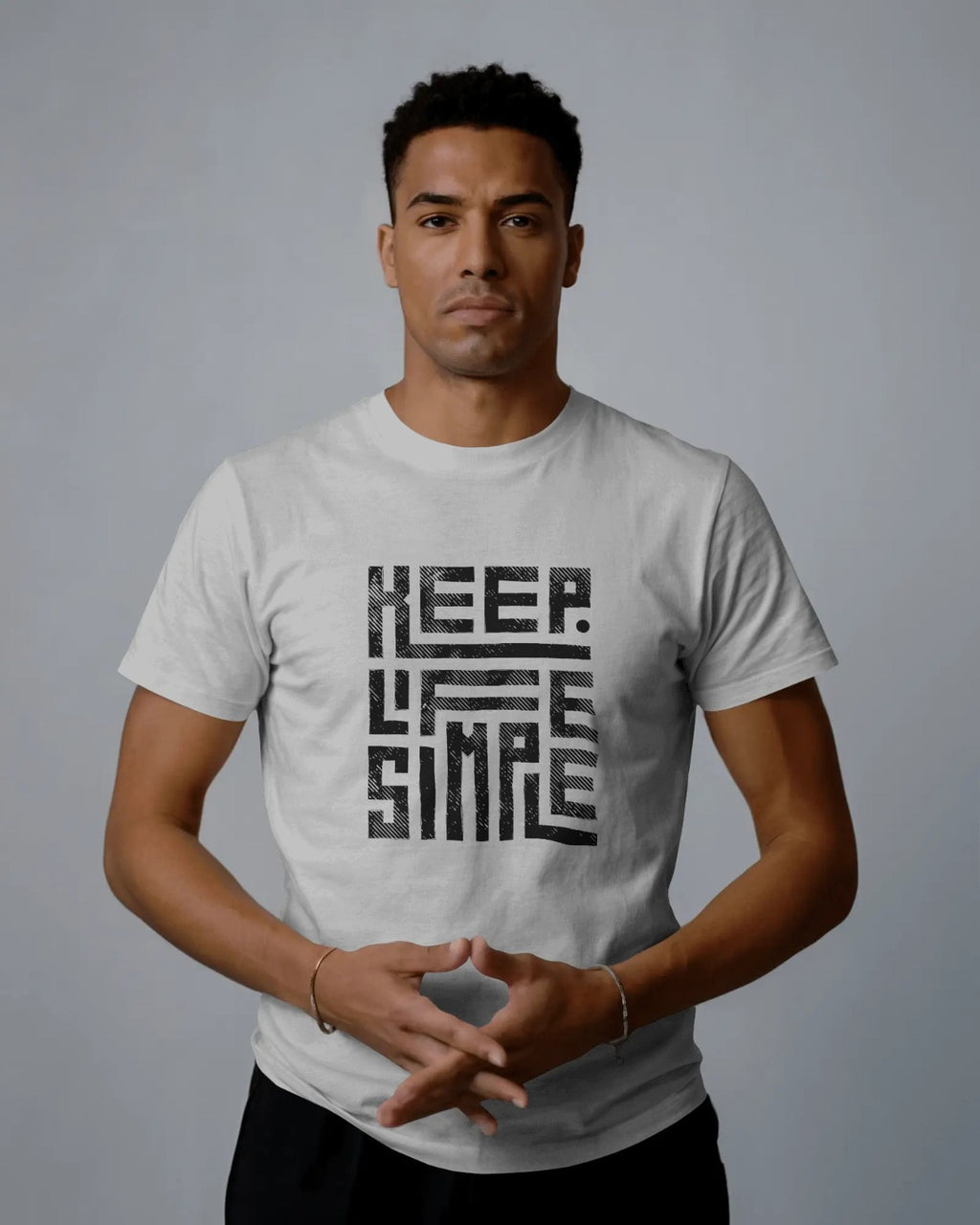 White Regular Fit “Keep Life Simple” Printed T-Shirt