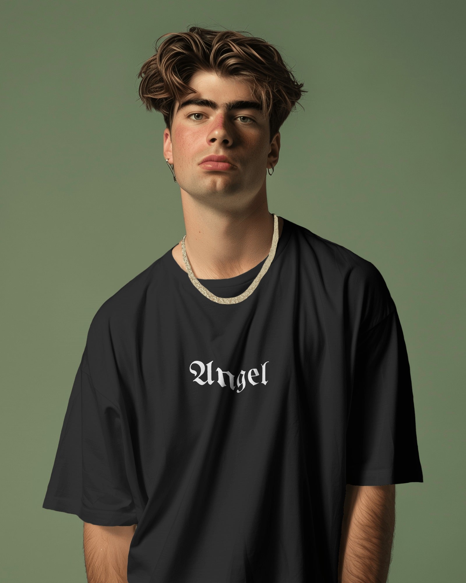 Fallen Angel Oversized Graphic Tee – Black