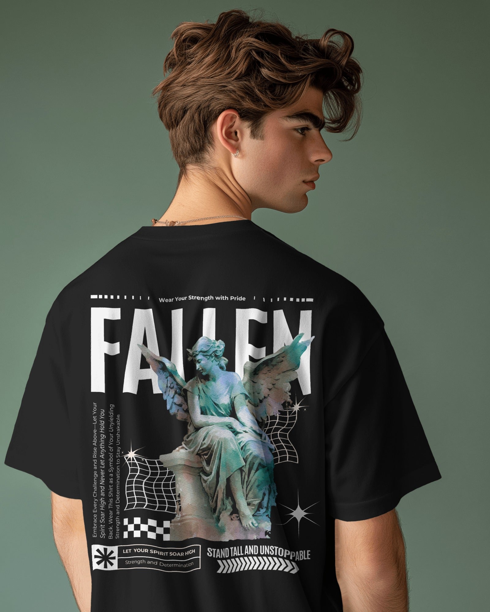 Fallen Angel Oversized Graphic Tee – White
