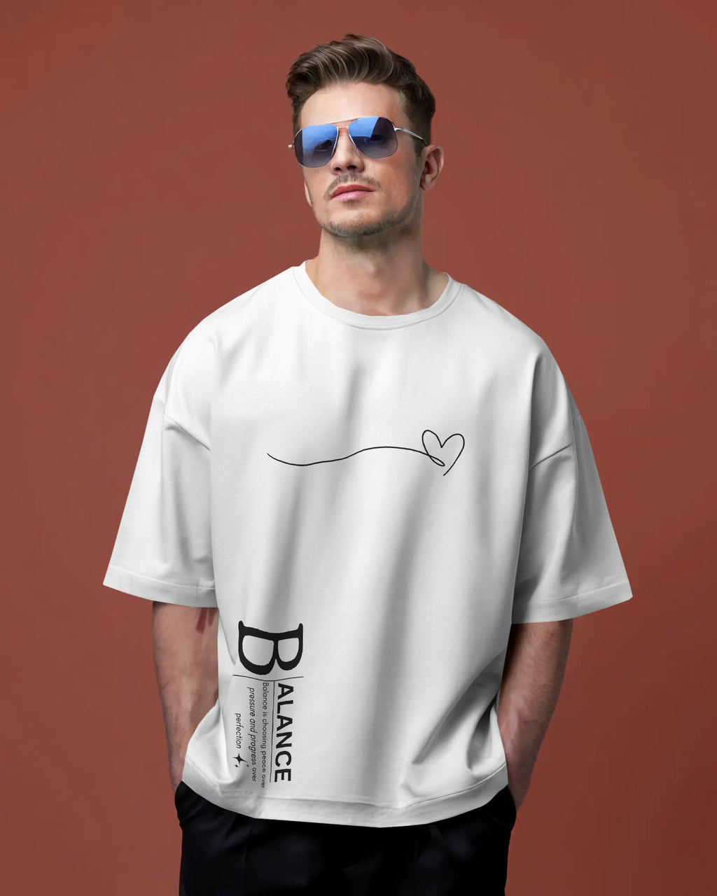 RUDRAX FITS - "Rudra Series" Balance Graphic Oversized T-Shirt – White