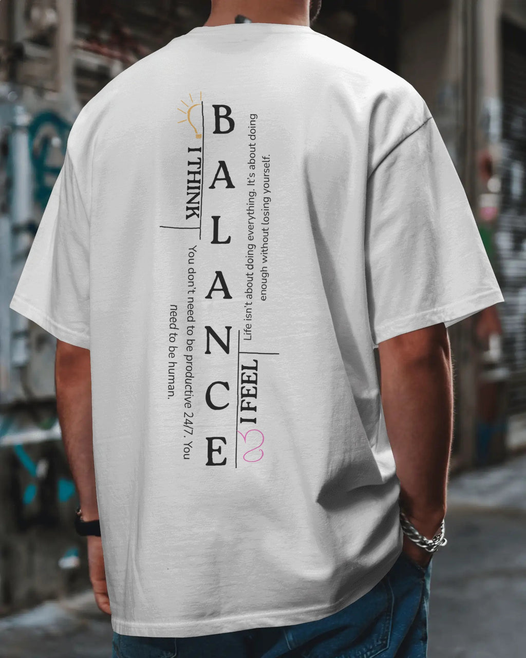 RUDRAX FITS - "Rudra Series" Balance Graphic Oversized T-Shirt – White