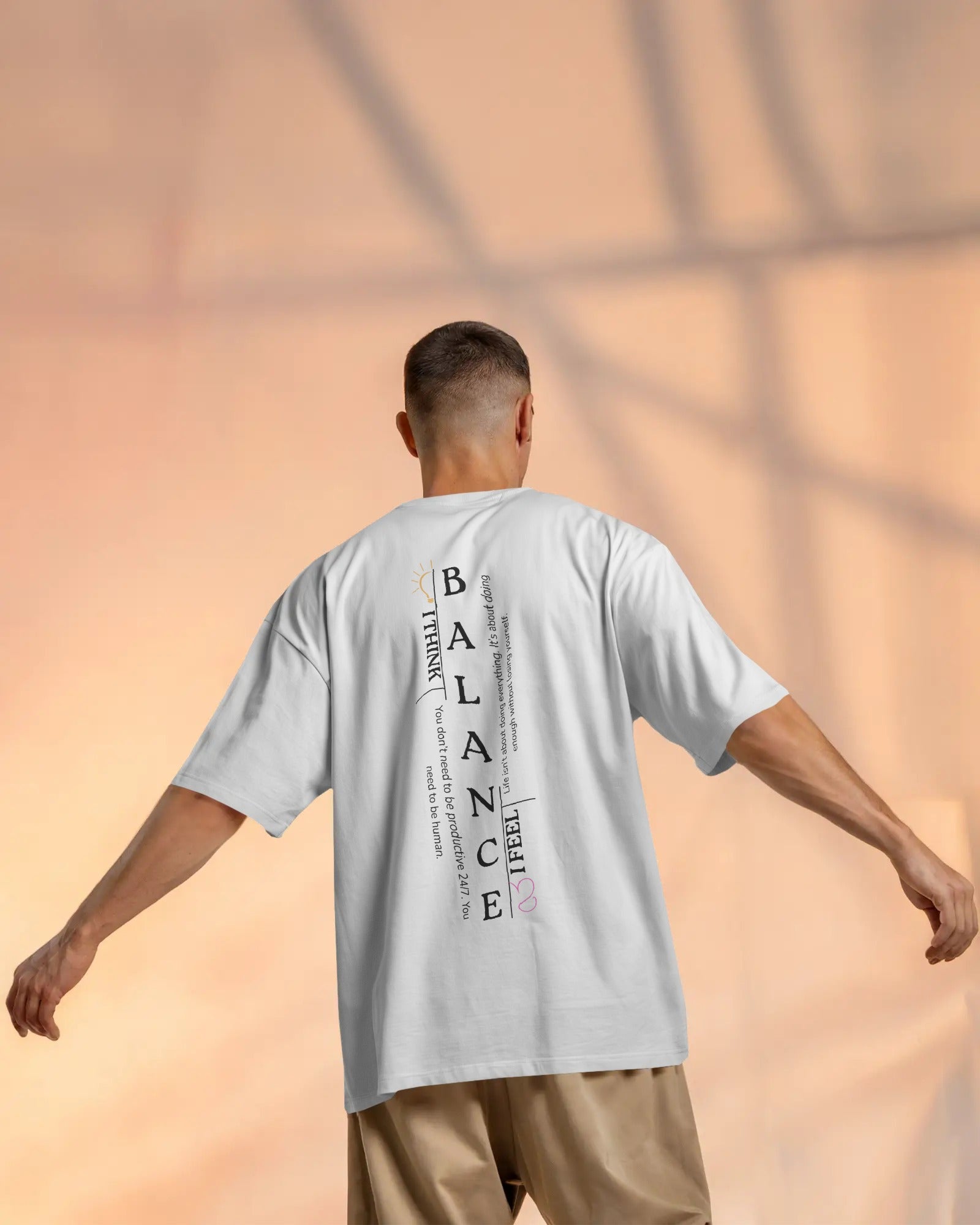 RUDRAX FITS - "Rudra Series" Balance Graphic Oversized T-Shirt – White