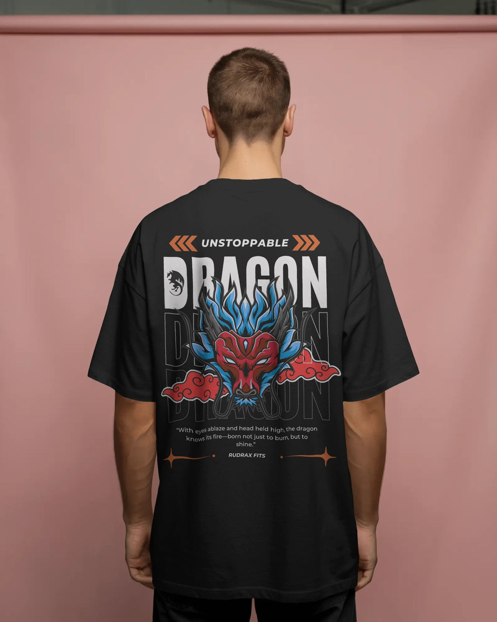 Unstoppable Dragon Oversized Graphic Tee – Black