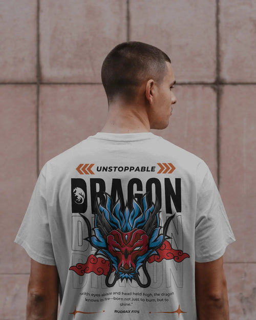 Unstoppable Dragon Oversized Graphic Tee – White