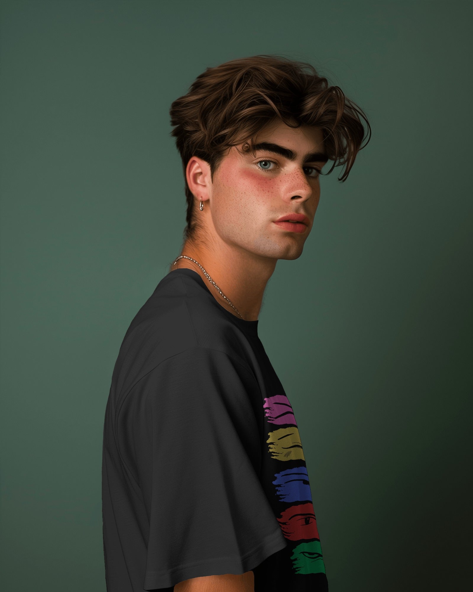 Colorblock Expressions Oversized Graphic Tee – Black