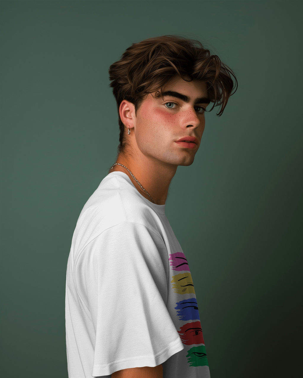 Colorblock Expressions Oversized Graphic Tee – White