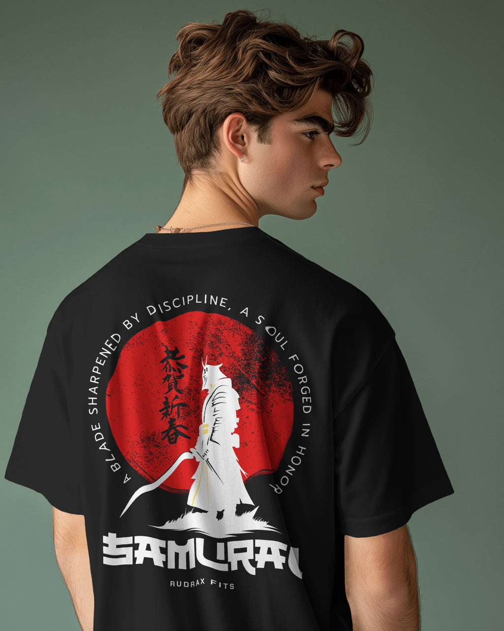 Samurai Code Oversized Graphic Tee – Black