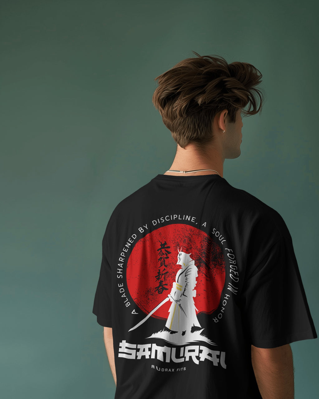 Samurai Code Oversized Graphic Tee – Black