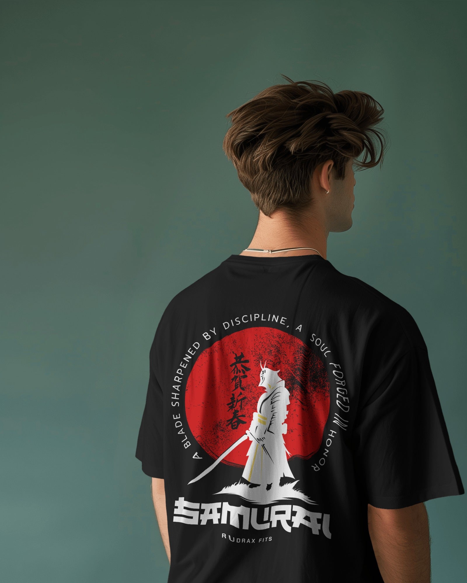 Samurai Code Oversized Graphic Tee – Black