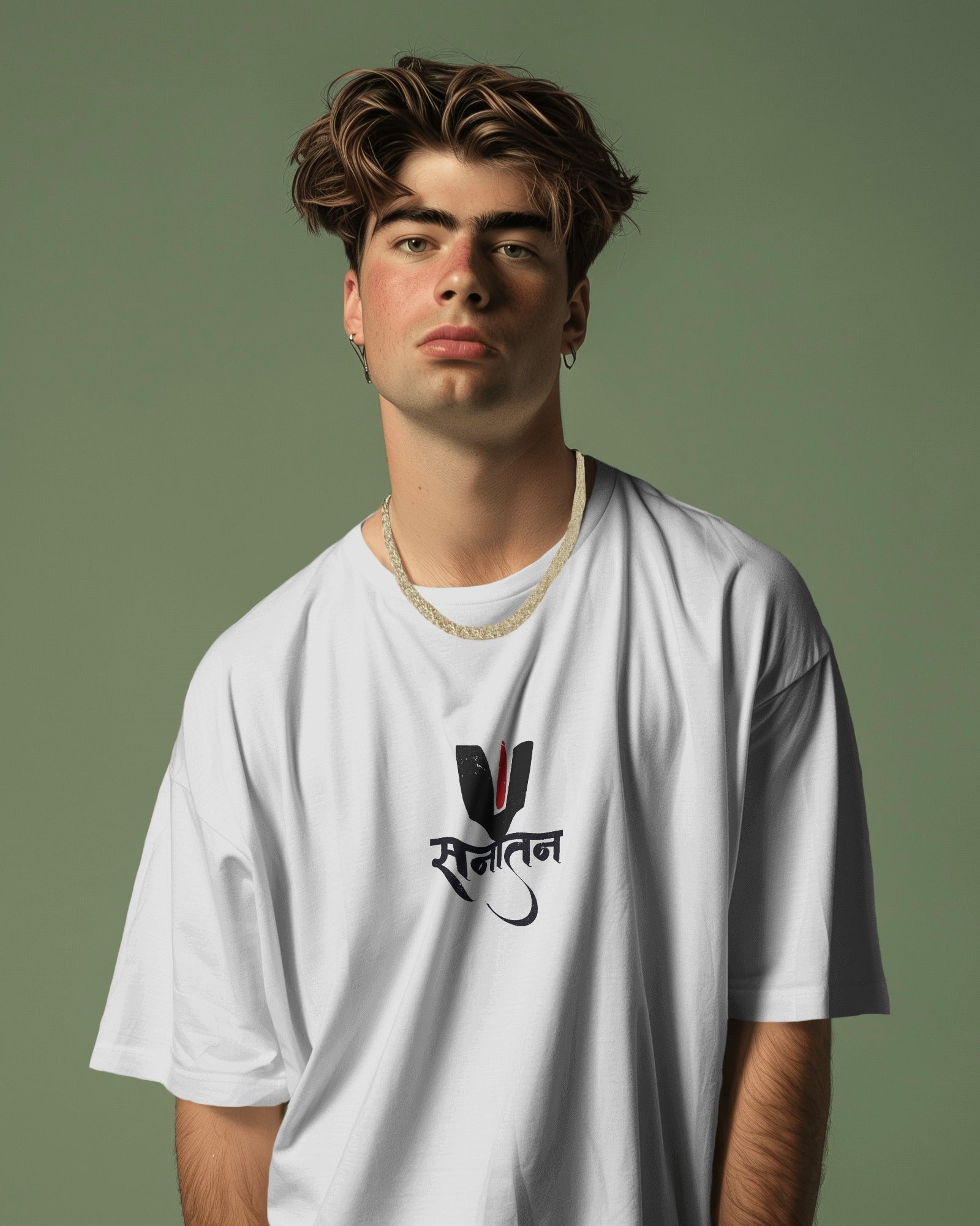Sanatan Sanskrit Oversized Graphic Tee – White