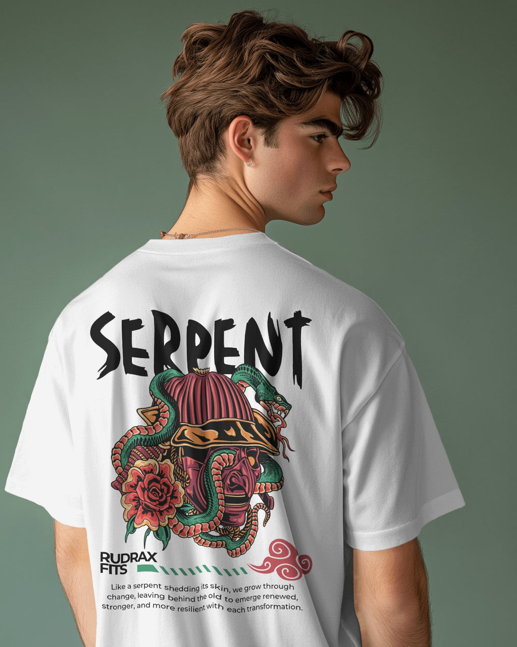 Serpent Shedding Oversized Graphic Tee – Black