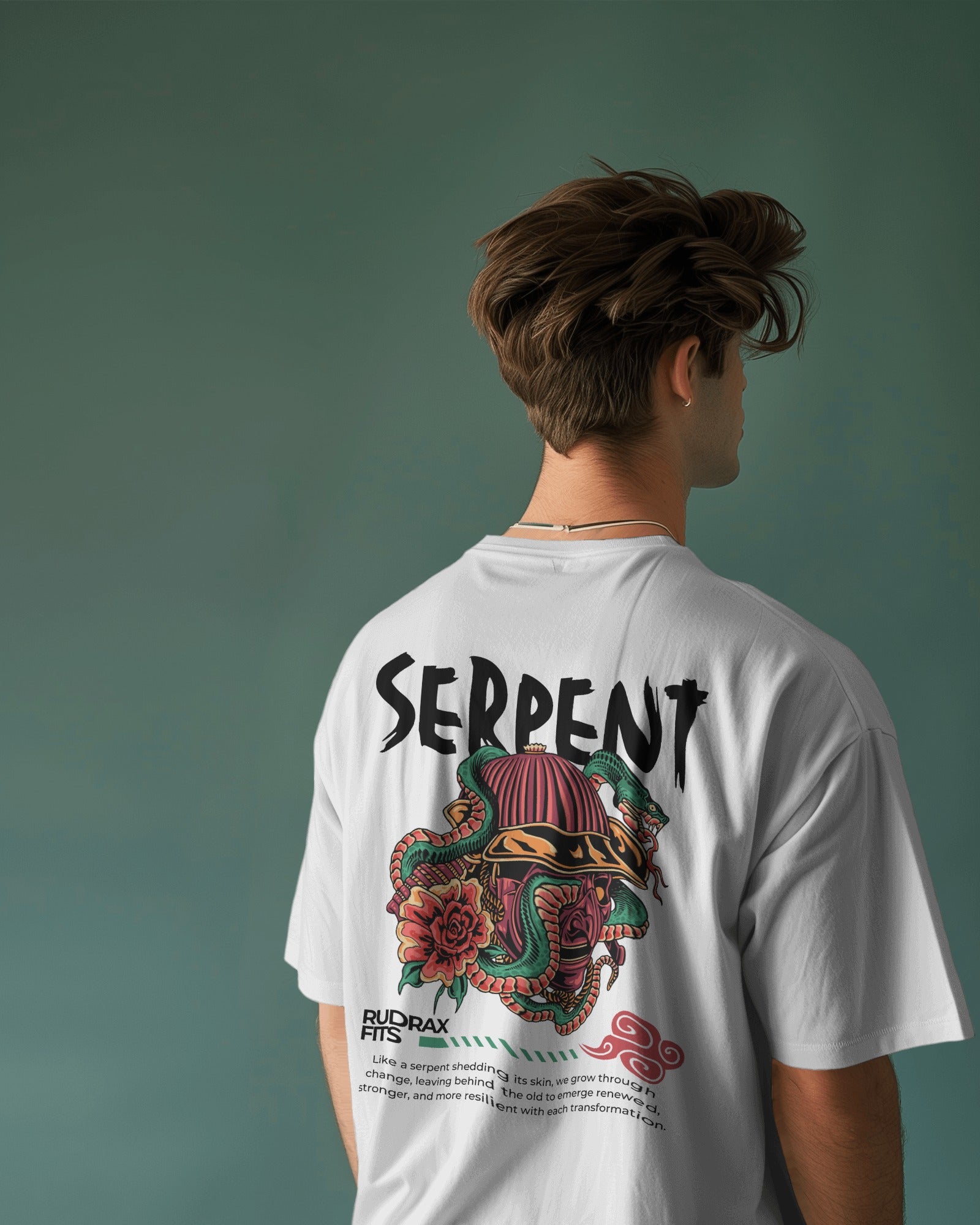 Serpent Shedding Oversized Graphic Tee – White
