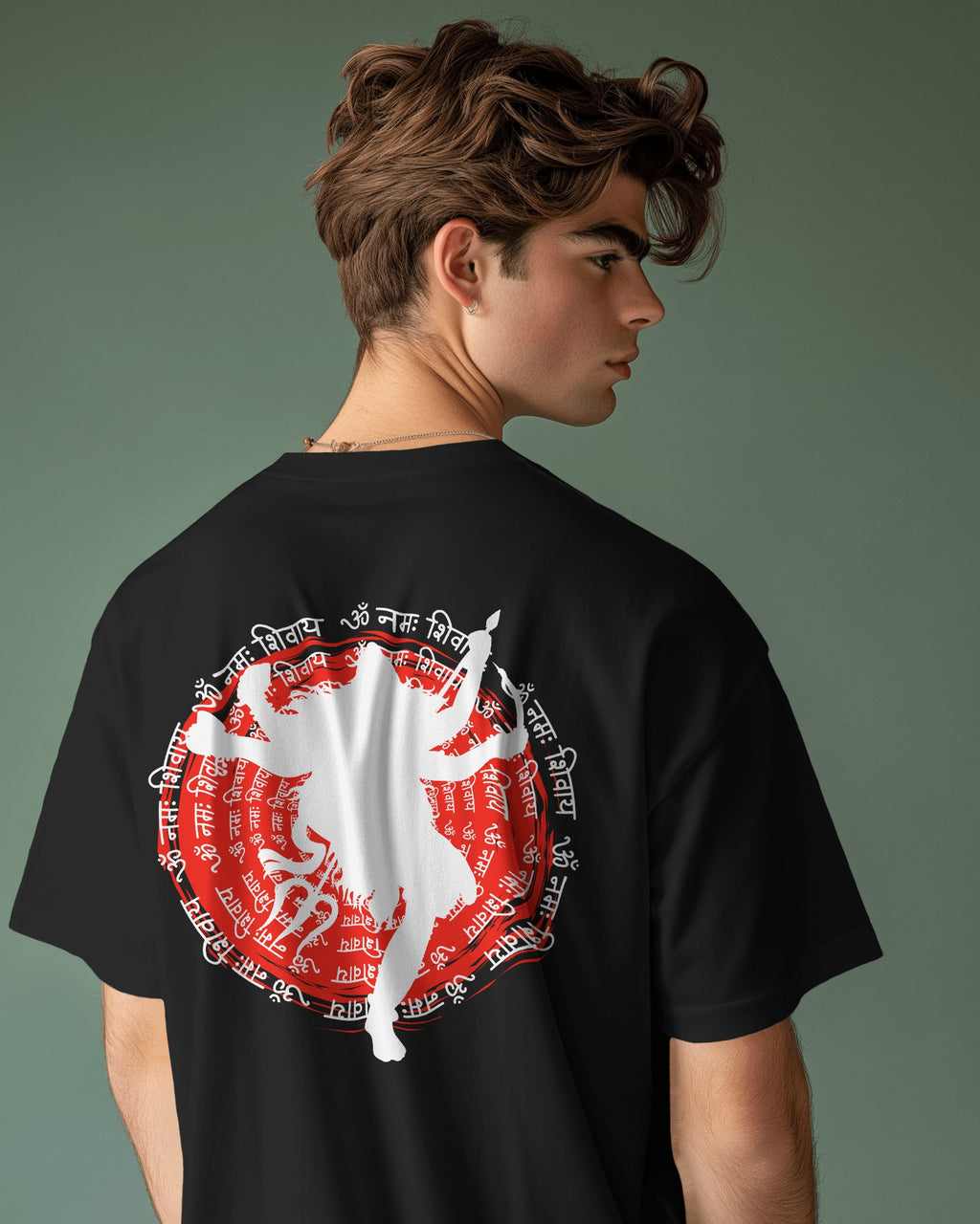 Shiv Ji Oversized Trishul Graphic Tee – Black