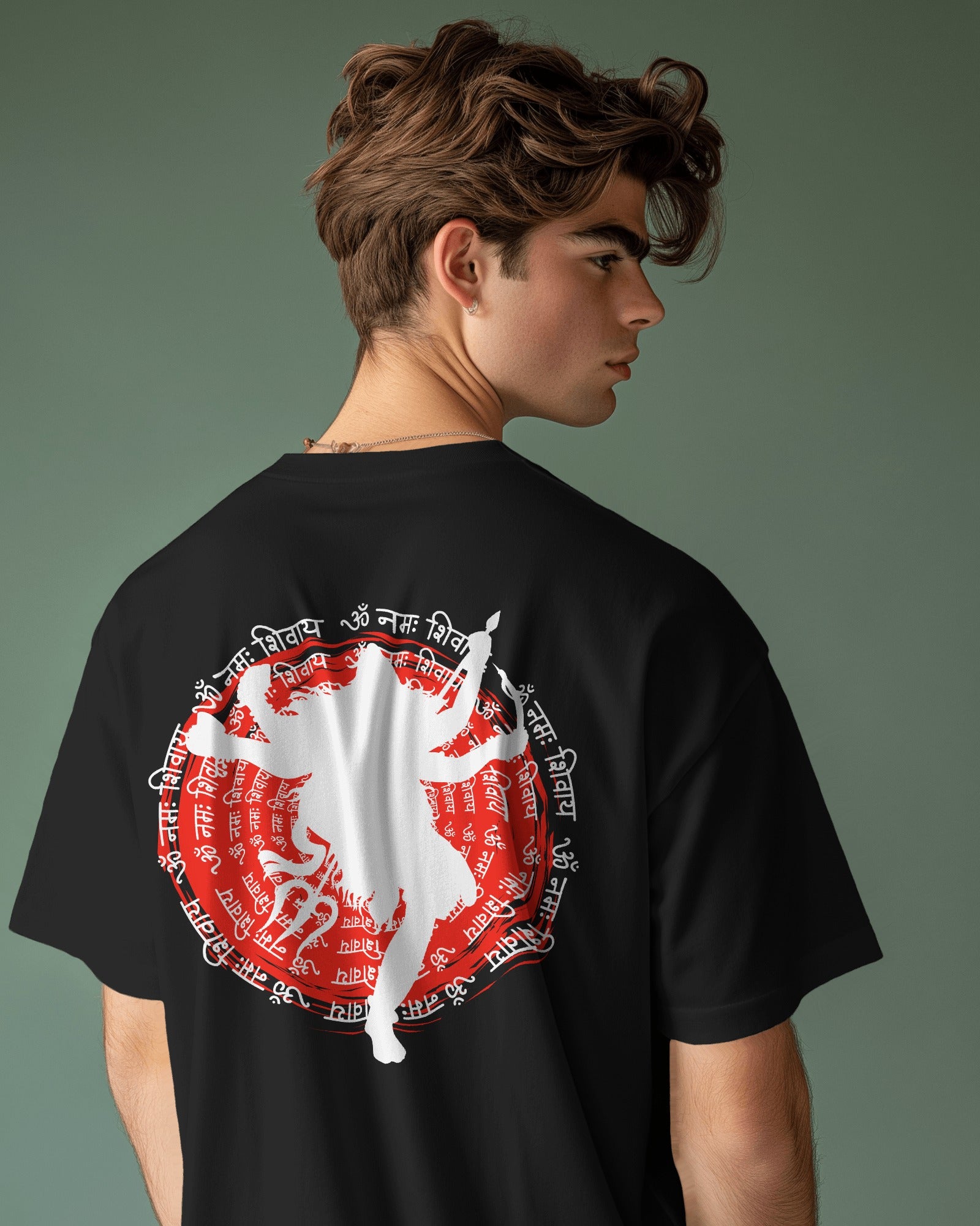 Shiv Ji Oversized Trishul Graphic Tee – Black