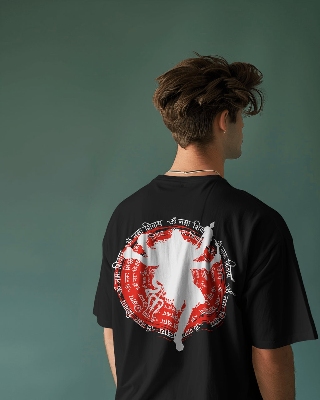Shiv Ji Oversized Trishul Graphic Tee – Black