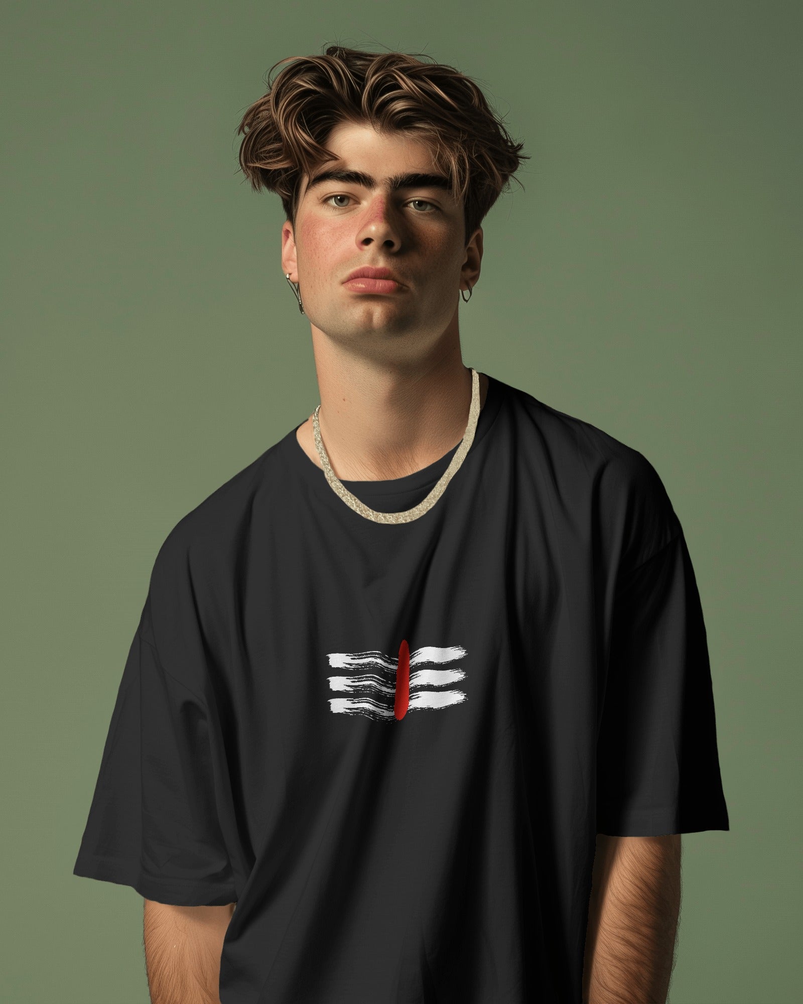 Shiv Ji Oversized Trishul Graphic Tee – Black