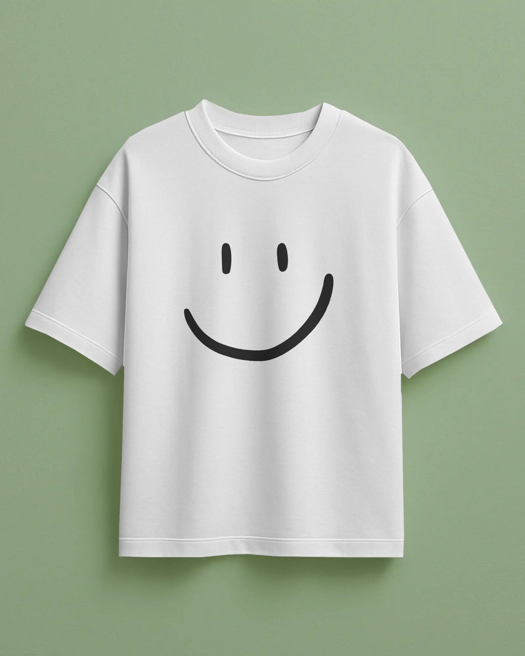 Regular Minimal Smiley Graphic Tee – White