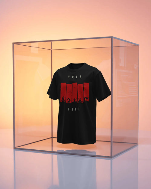Yoga Life Red Bar Graphic Tee – Black