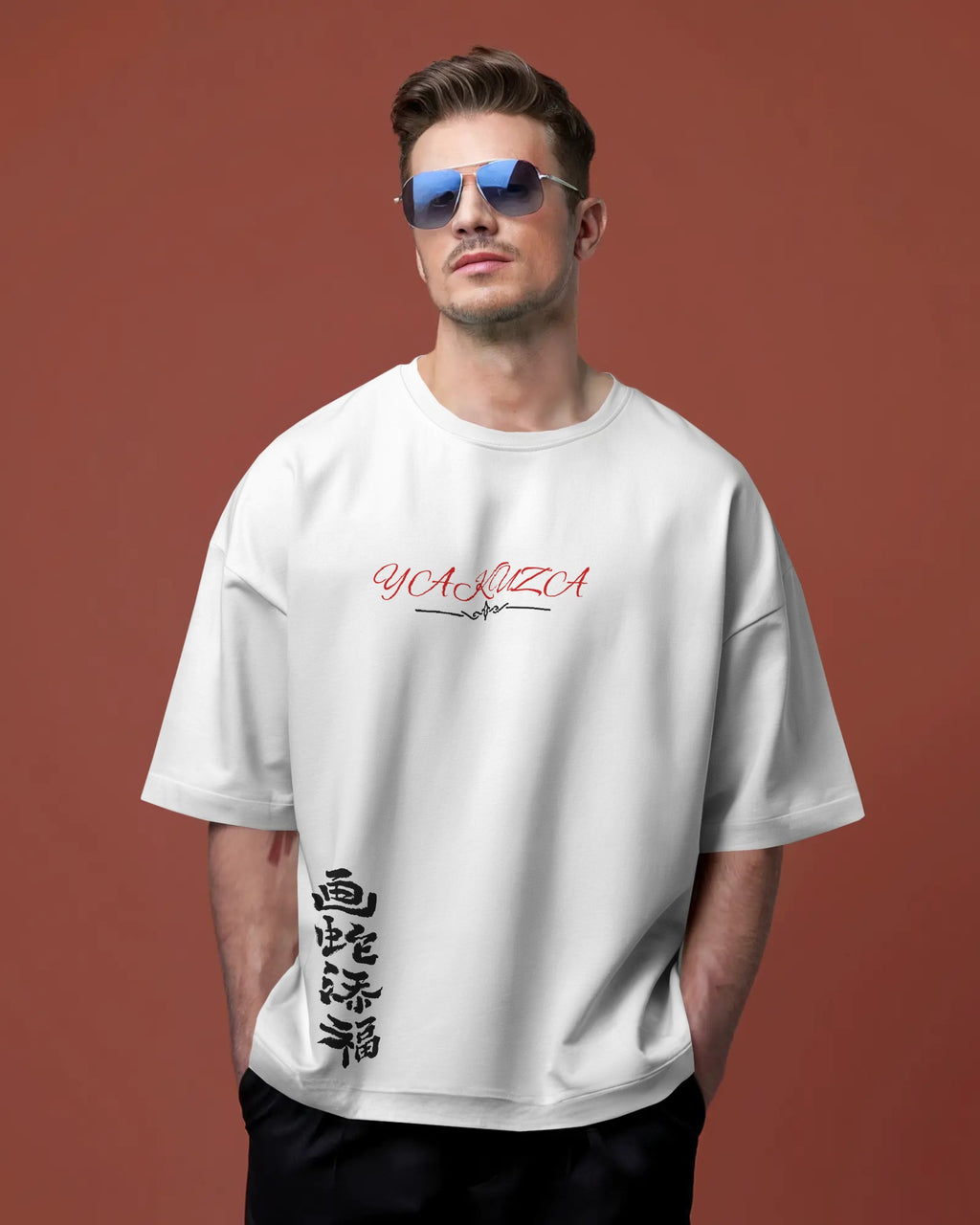 "Rudra Series" White Oversized T-Shirts - Yakuza