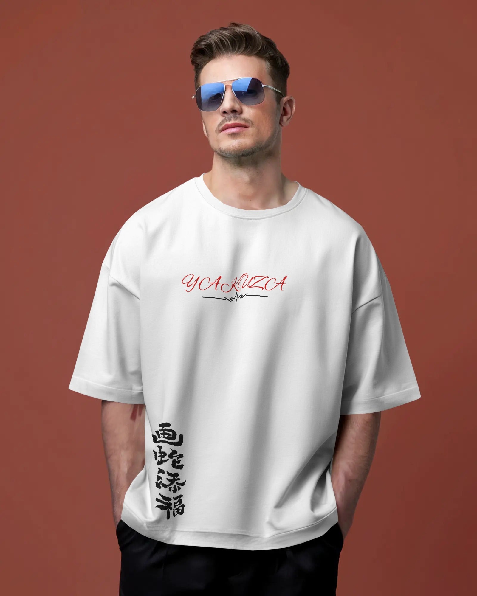 "Rudra Series" White Oversized T-Shirts - Yakuza
