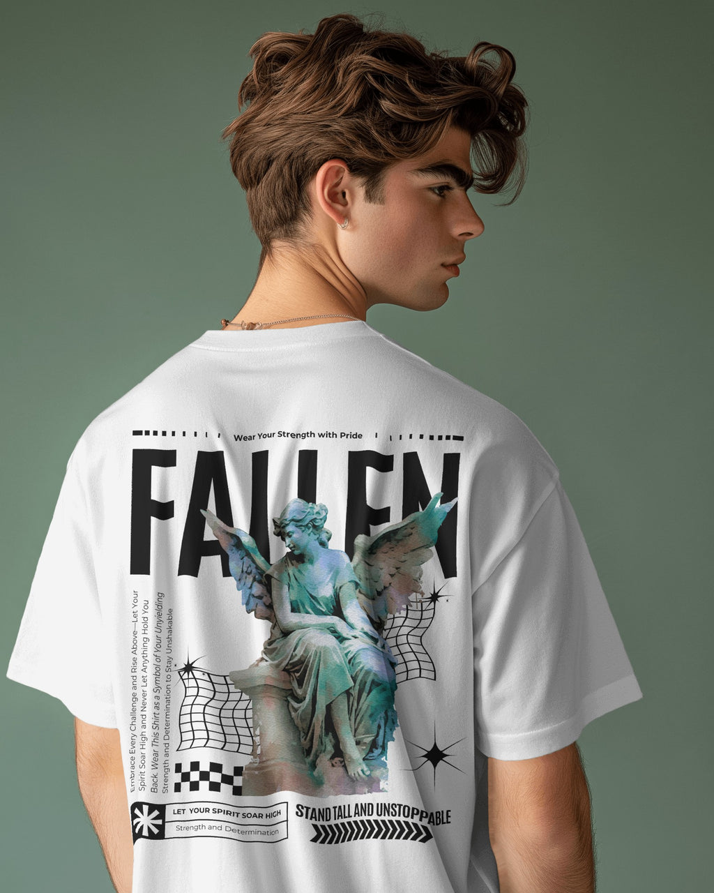 Fallen Angel Oversized Graphic Tee – Black