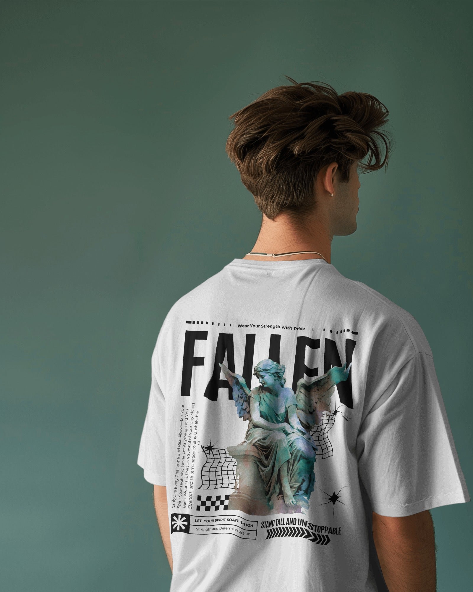 Fallen Angel Oversized Graphic Tee – White