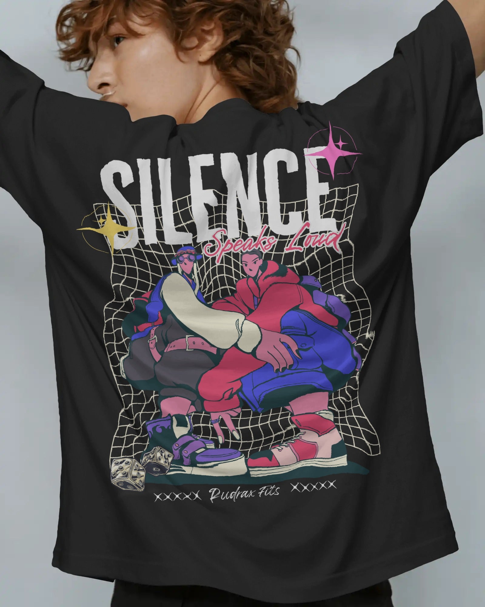 "Silence Speaks Loud” Oversized Streetwear T-Shirt - Black