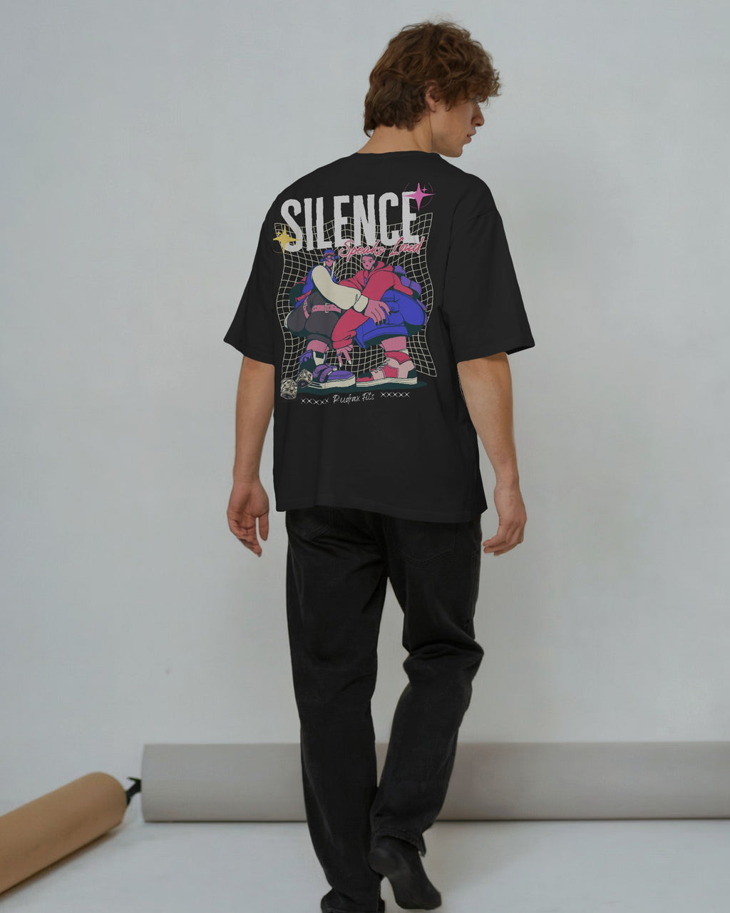 "Silence Speaks Loud” Oversized Streetwear T-Shirt - Black