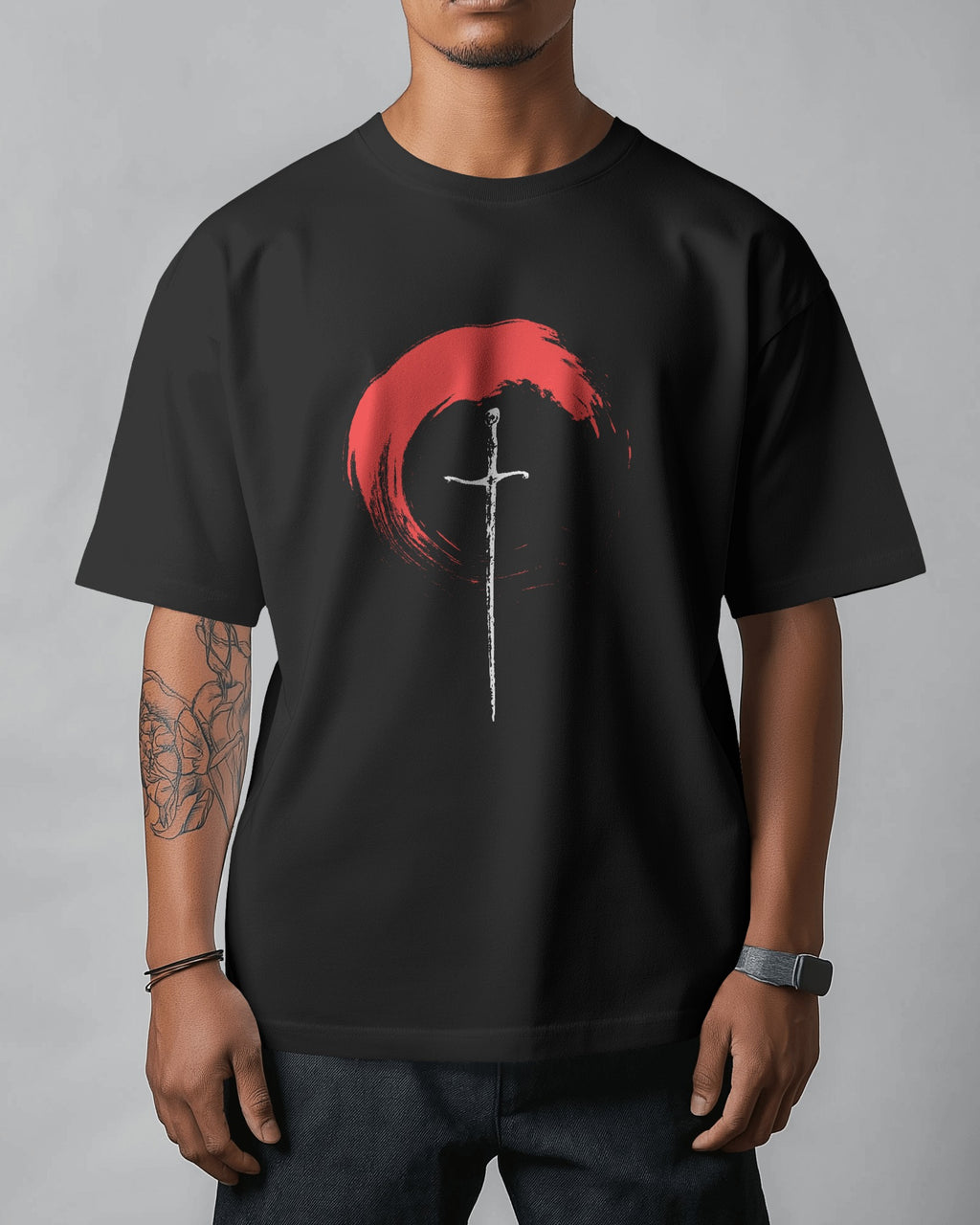 RUDRAX FITS – OVERSIZED SAMURAI WARRIOR T-SHIRT (BLACK)